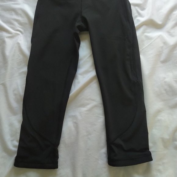 Lululemon Black SET Long-Sleeved Top + Cropped Legging Tight Sheer Panels MINT - Picture 8 of 9